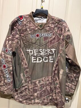 Casual Corner Desert Edge GI Sportz Camo Brown Green Button-Down Shirt